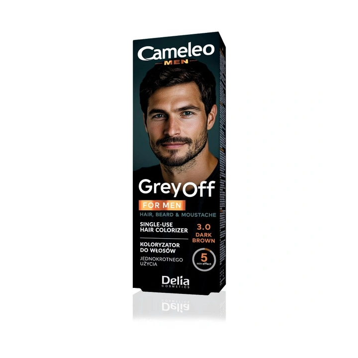 DELIA Cameleo Men Grey Off farba do włosów, wąsów i brody w saszetce 3,0 Dark Brown 2x15ml