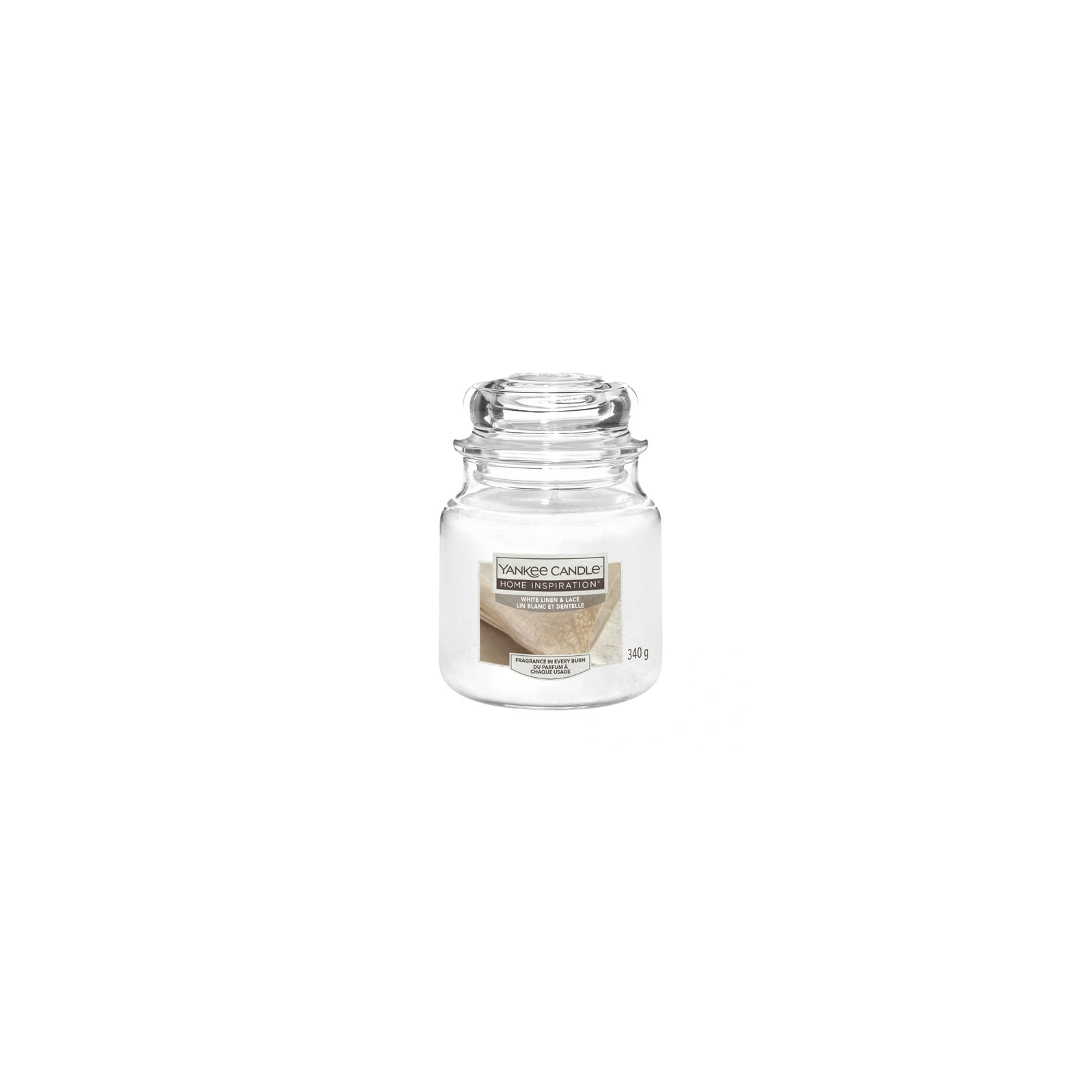 YANKEE CANDLE Home Inspiration Średnia świeca w słoiku WHITE LINEN & LACE 340g