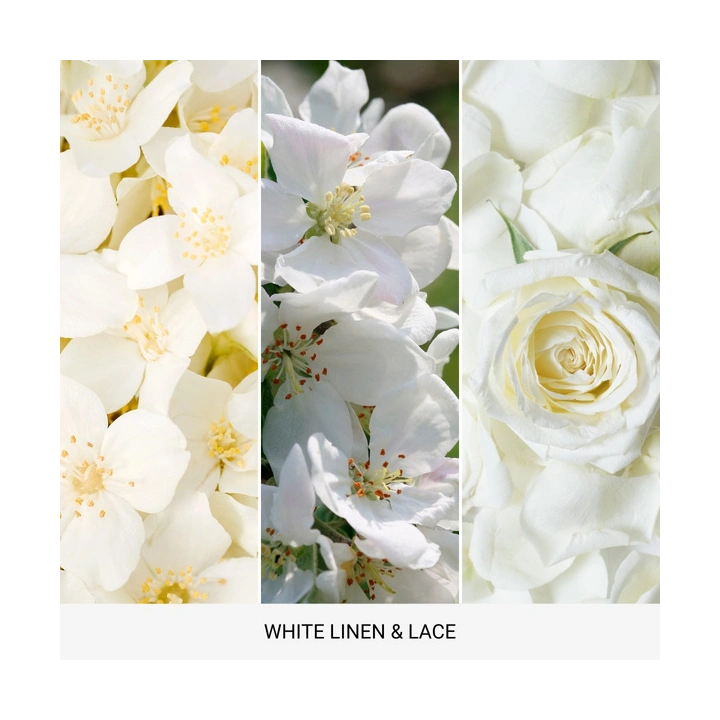 YANKEE CANDLE Home Inspiration Średnia świeca w słoiku WHITE LINEN & LACE 340g