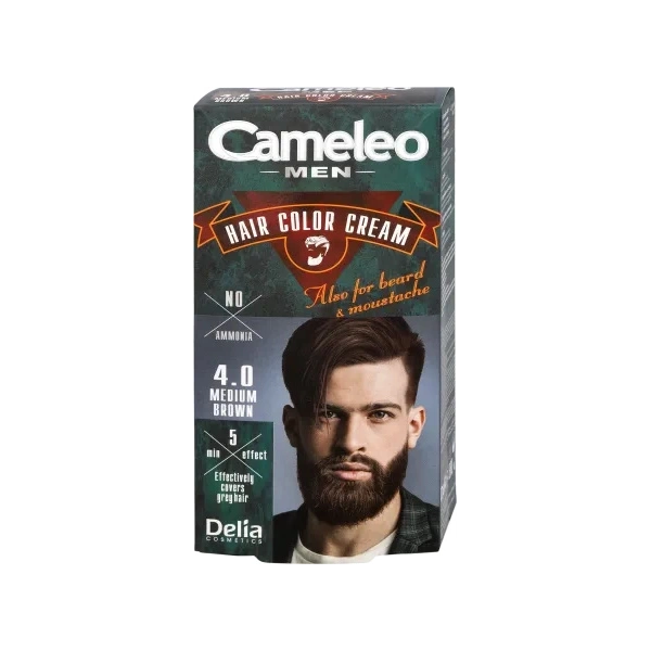 DELIA Cameleo Men Hair Color Cream farba do brody i wąsów 4.0 Medium Brown 30ml