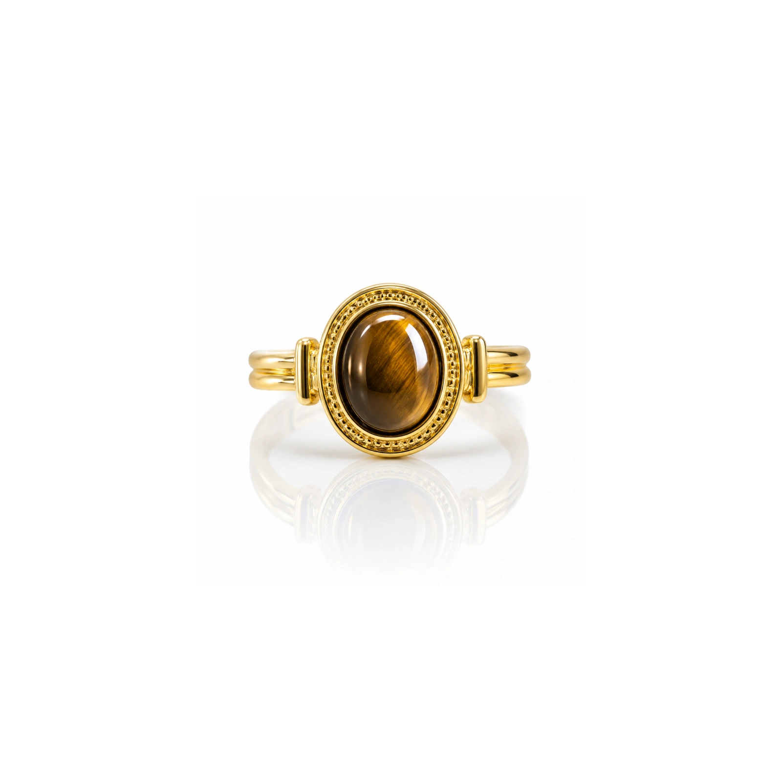 ECARLA regulowany pierścionek ze stali chirurgicznej TIGER STONE PST1050