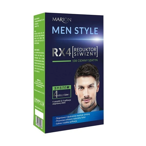 MARION Men 4 stopniowy reduktor siwizny 108 Ciemny Szatyn 4x15ml