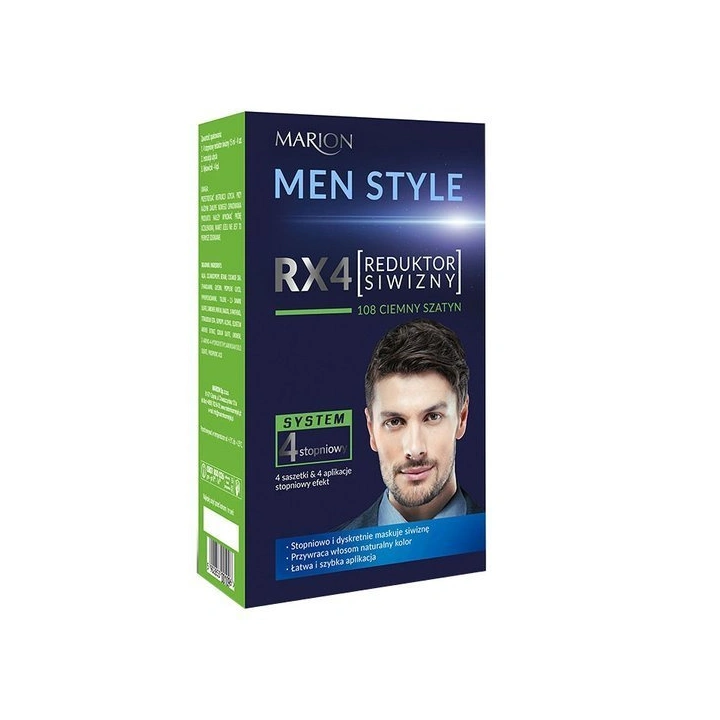 MARION Men 4 stopniowy reduktor siwizny 108 Ciemny Szatyn 4x15ml