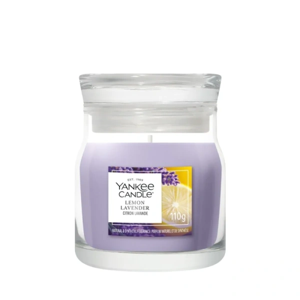 YANKEE CANDLE Signature Mała świeca w słoiku LEMON LAVENDER 110g