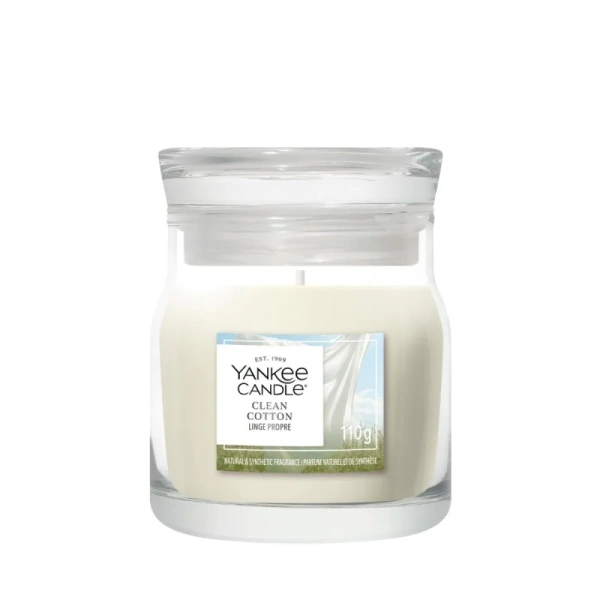 YANKEE CANDLE Signature Mała świeca w słoiku CLEAN COTTON® 110g