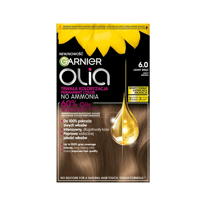 GARNIER Olia New farba do włosów 6.0 Jasny Brąz