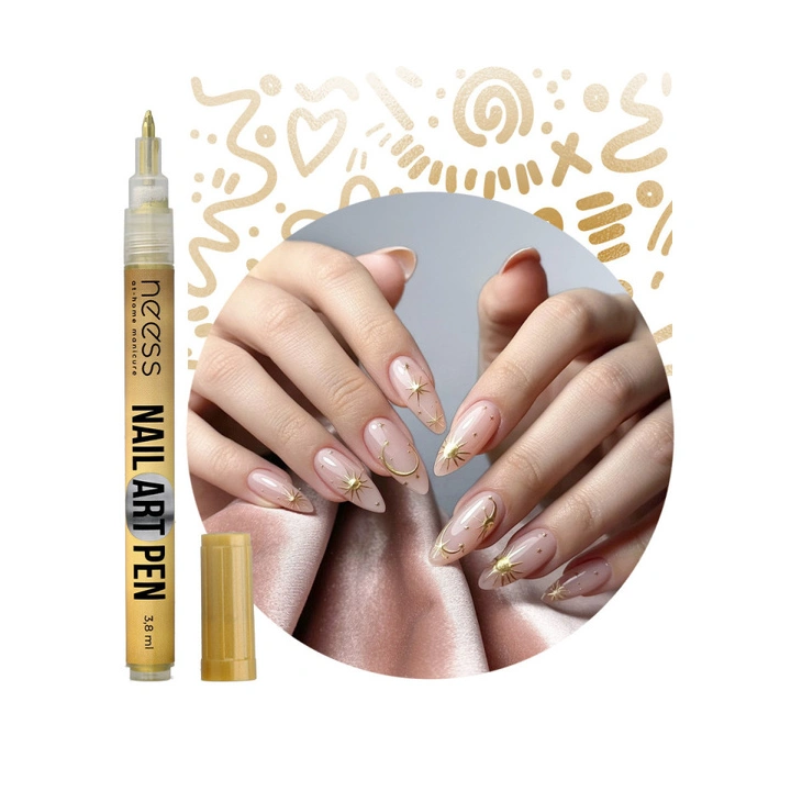 NESS Nail Art Pen pisak do zdobienia paznokci Złoty 2453 3,8ml