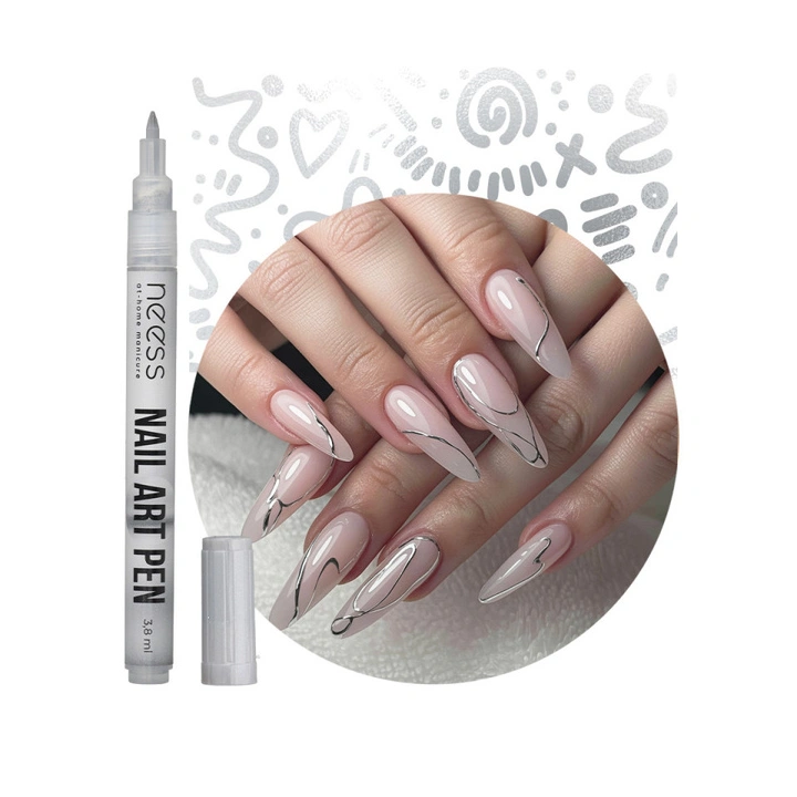 NESS Nail Art Pen pisak do zdobienia paznokci Srebrny 2452 3,8ml