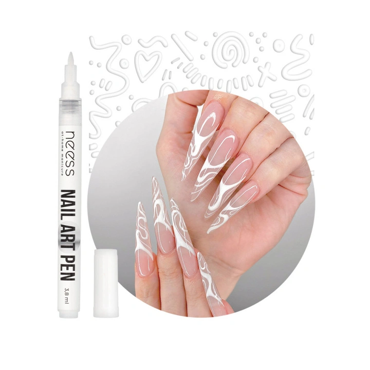 NESS Nail Art Pen pisak do zdobienia paznokci Biały 2450 3,8ml