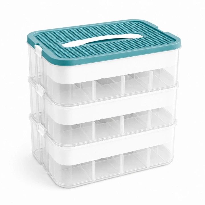 ECARLA organizer sorter na klocki z tacą do układania 31x30x22cm CB82
