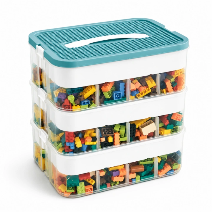 ECARLA organizer sorter na klocki z tacą do układania 31x30x22cm CB82