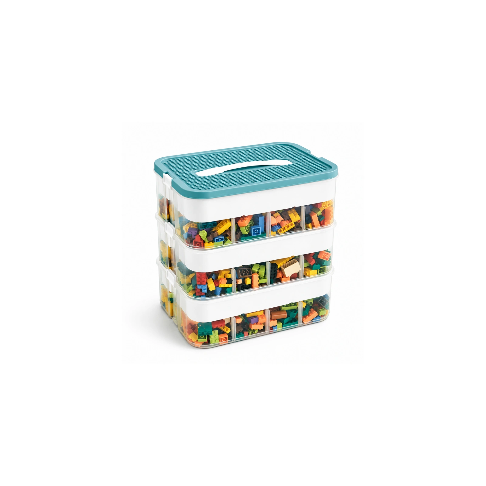 ECARLA organizer sorter na klocki z tacą do układania 31x30x22cm CB82