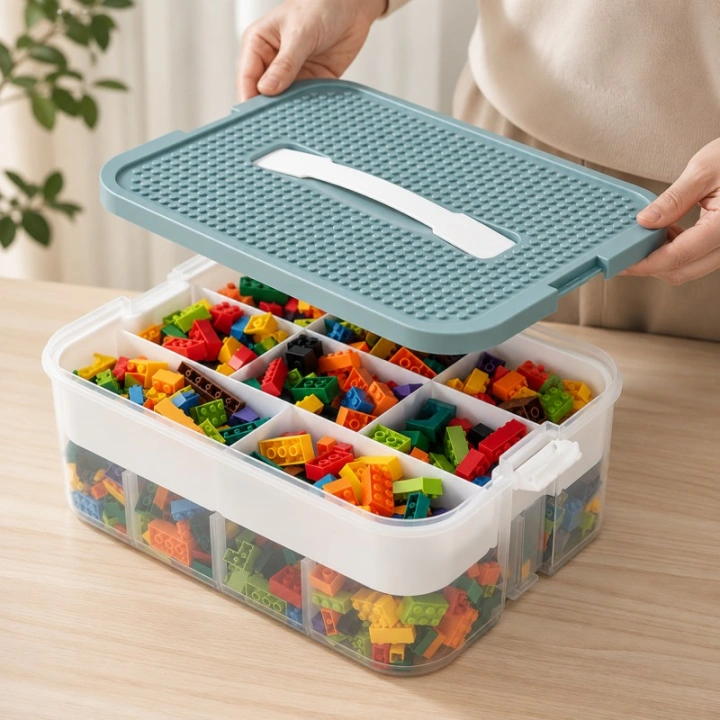 ECARLA organizer sorter na klocki z tacą do układania 31x30x22cm CB82
