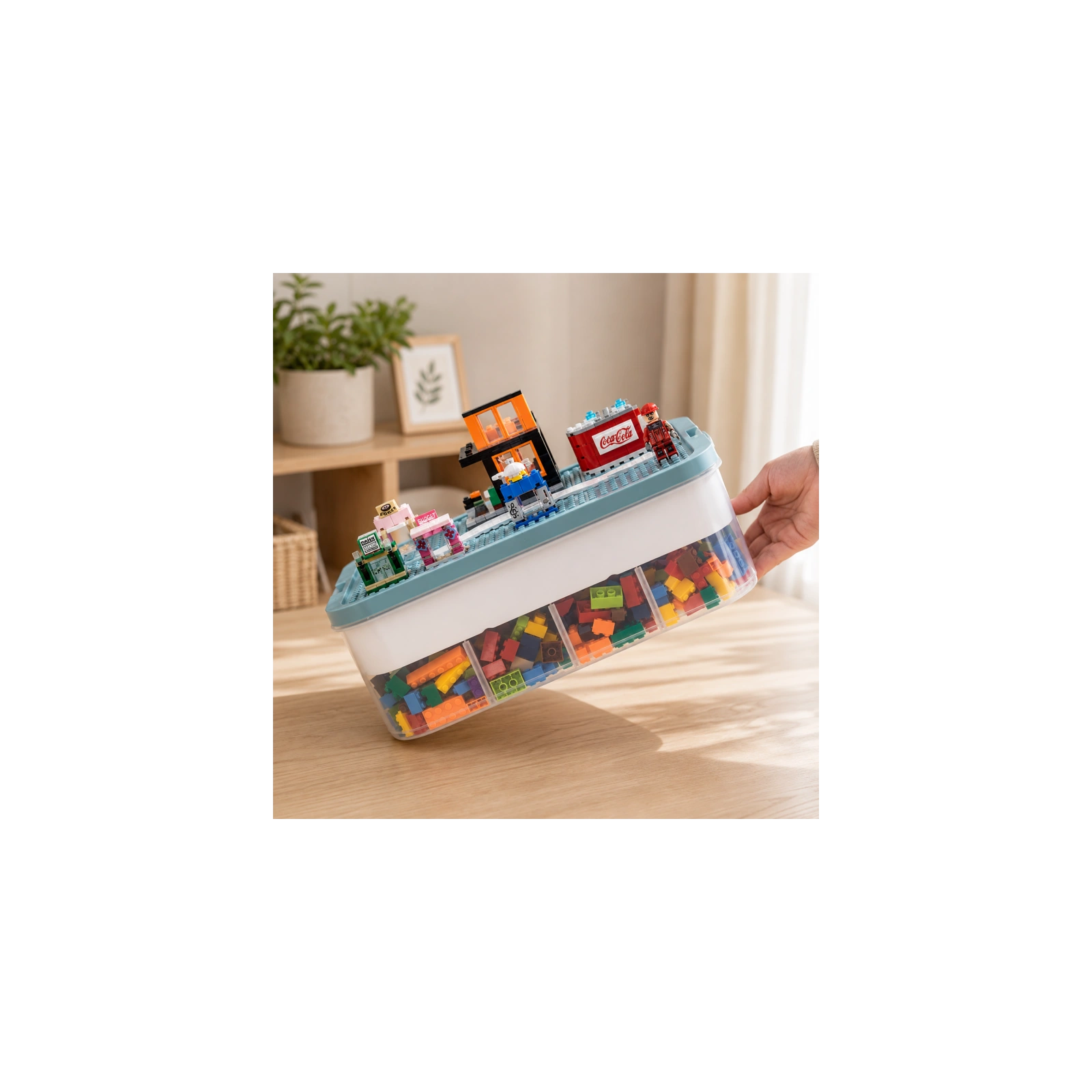 ECARLA organizer sorter na klocki z tacą do układania 31x30x22cm CB82