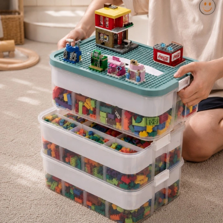 ECARLA organizer sorter na klocki z tacą do układania 31x30x22cm CB82