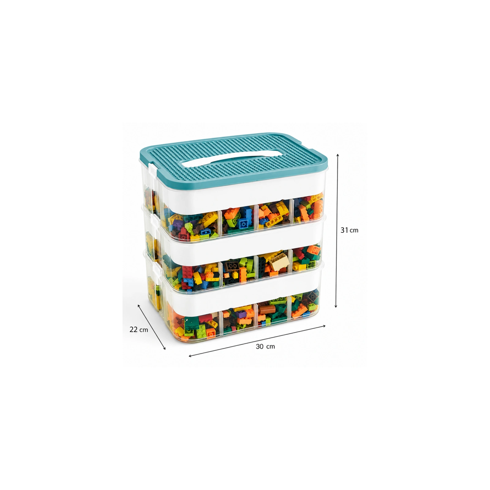 ECARLA organizer sorter na klocki z tacą do układania 31x30x22cm CB82
