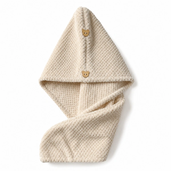 ECARLA ręcznik kapturek, turban do włosów 65x25cm Kremowy REC60K
