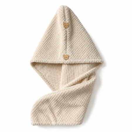 ECARLA ręcznik kapturek, turban do włosów 65x25cm Kremowy REC60K