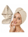 ECARLA ręcznik kapturek, turban do włosów 65x25cm Kremowy REC60K