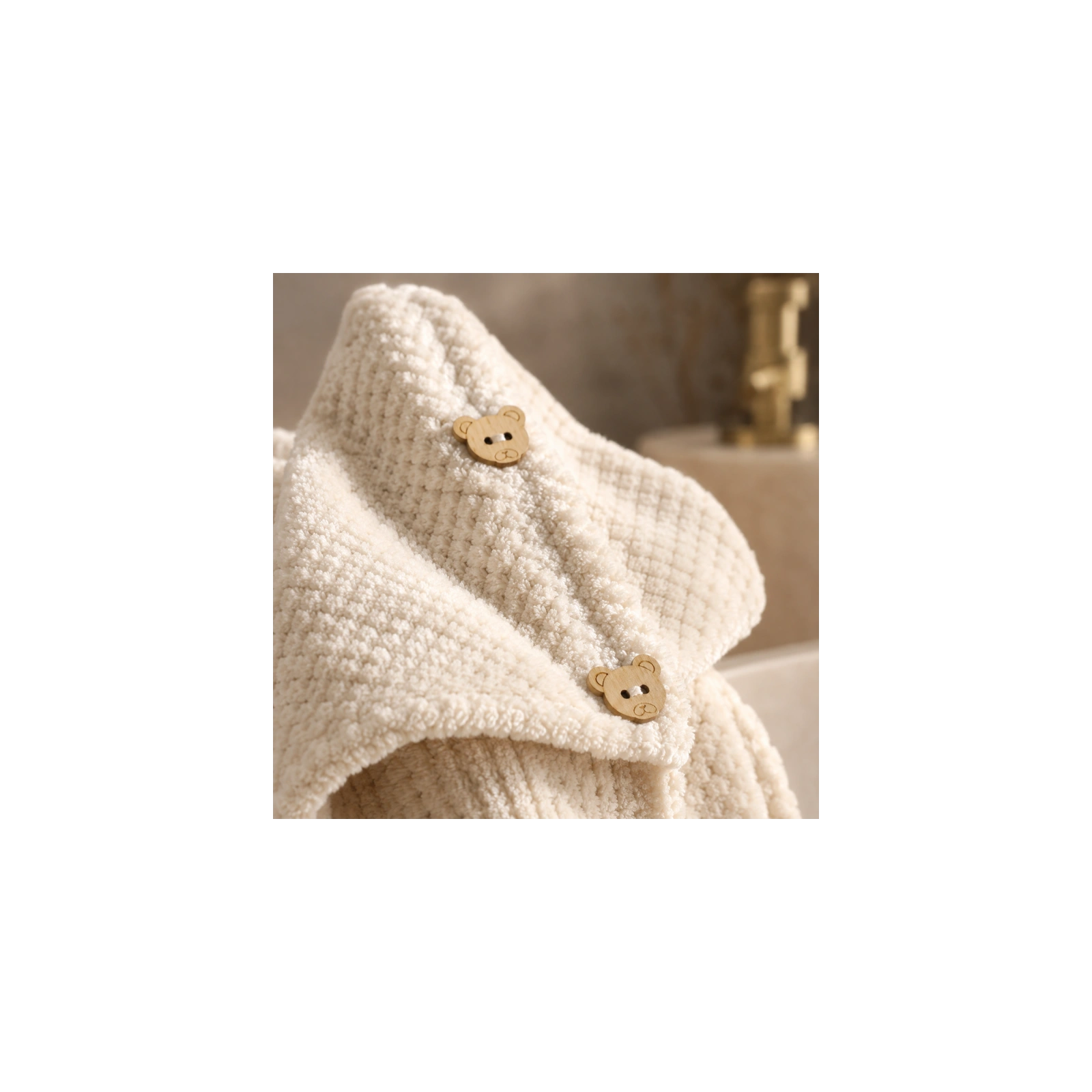 ECARLA ręcznik kapturek, turban do włosów 65x25cm Kremowy REC60K
