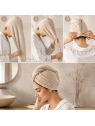ECARLA ręcznik kapturek, turban do włosów 65x25cm Kremowy REC60K