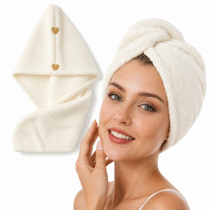 ECARLA ręcznik kapturek, turban do włosów 65x25cm Biały REC60B