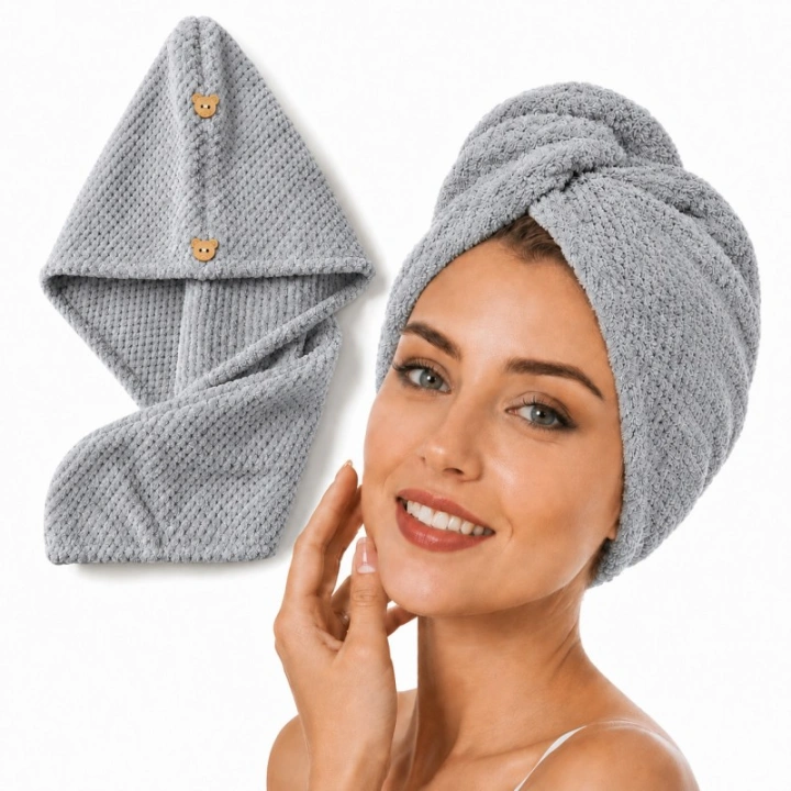 ECARLA ręcznik kapturek, turban do włosów 65x25cm Grafit REC60GRAF