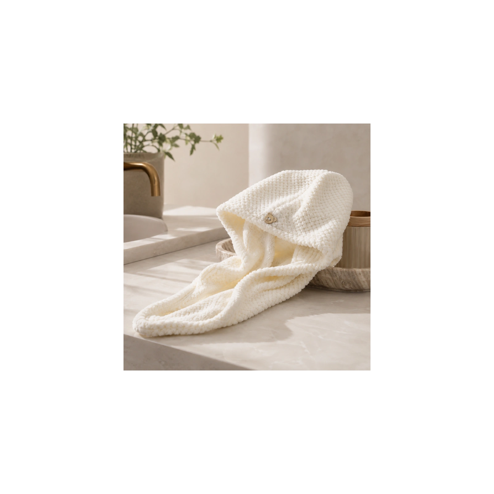 ECARLA ręcznik kapturek, turban do włosów 65x25cm Biały REC60B