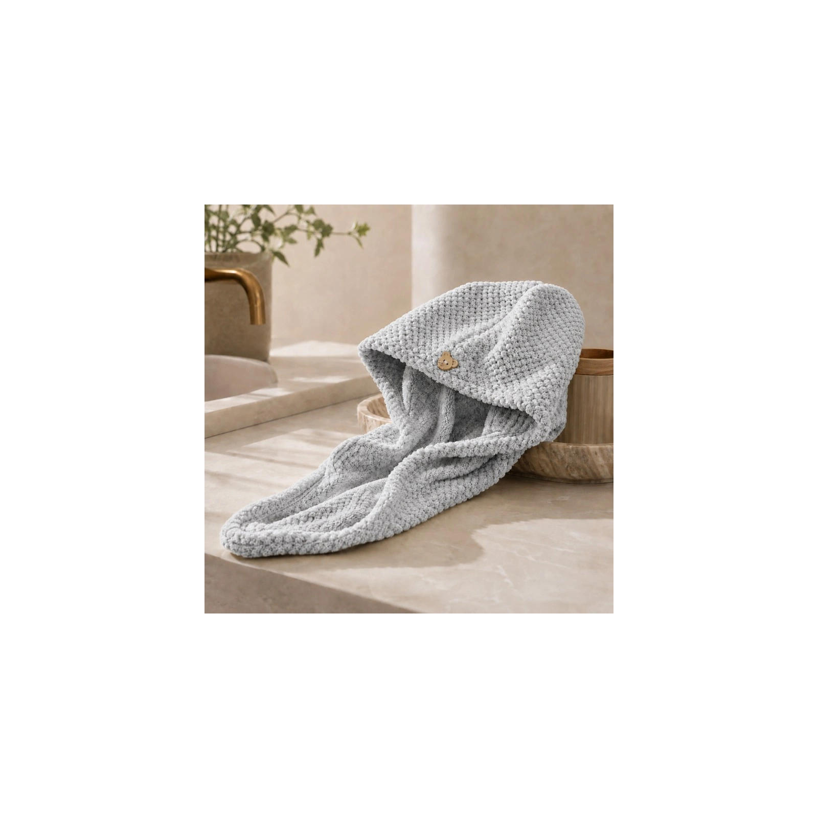 ECARLA ręcznik kapturek, turban do włosów 65x25cm Grafit REC60GRAF