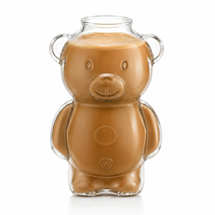 ECARLA Bear Glass szklanka do kawy, matchy 300ml bez słomki SZK221