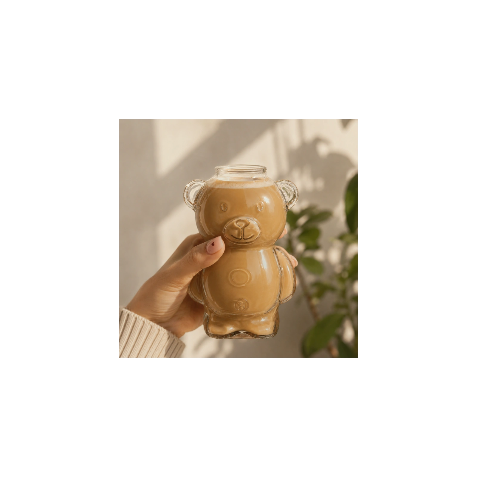 ECARLA Bear Glass szklanka do kawy, matchy 300ml bez słomki SZK221