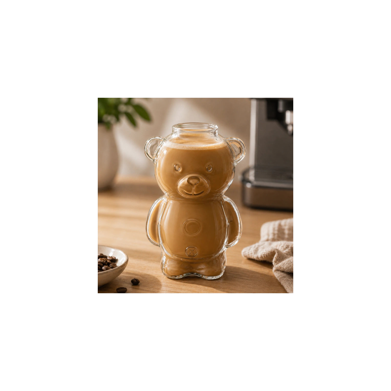ECARLA Bear Glass szklanka do kawy, matchy 300ml bez słomki SZK221