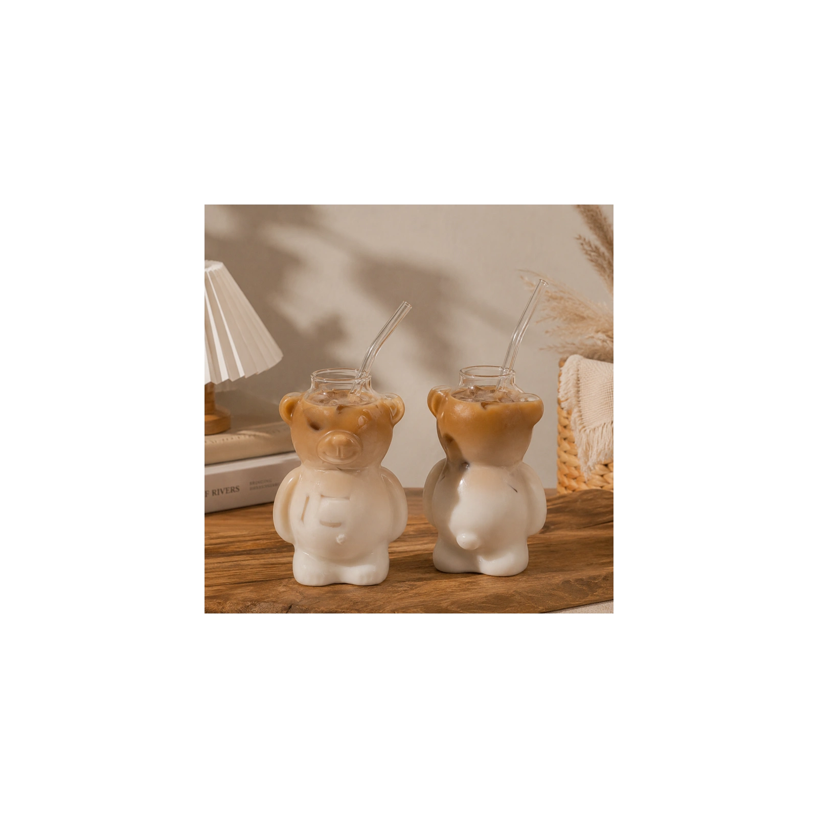 ECARLA Bear Glass szklanka do kawy, matchy 300ml bez słomki SZK221