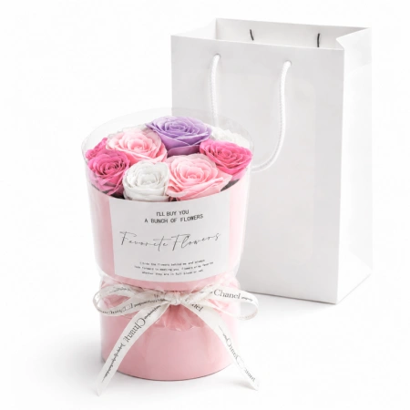 ECARLA Flower Box bukiet mydlanych kwiatów LED 10szt Róże BUK27F