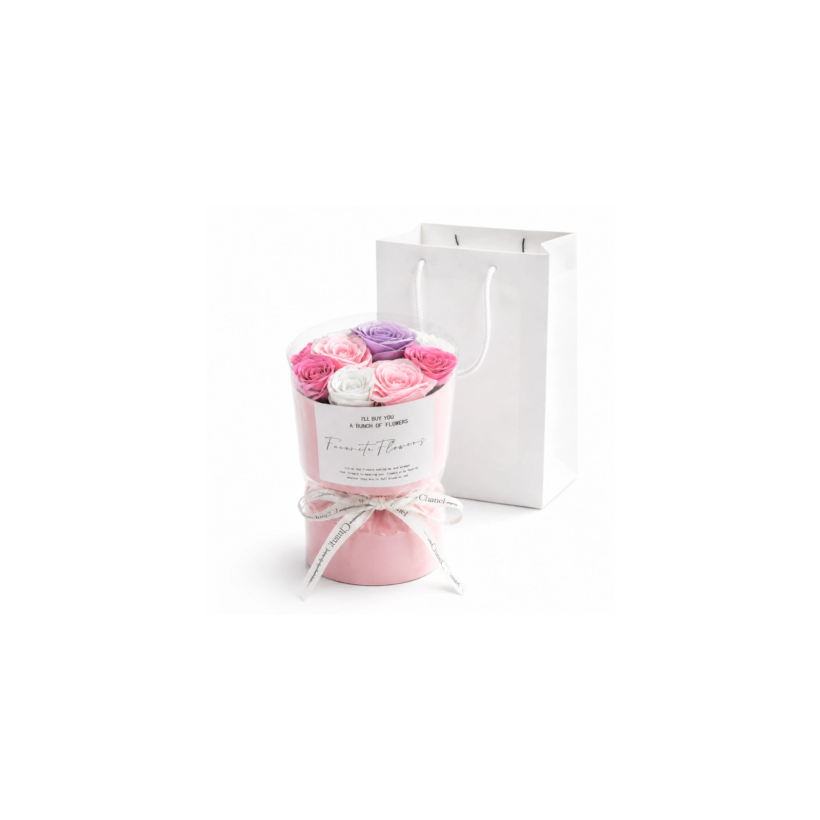 ECARLA Flower Box bukiet mydlanych kwiatów LED 10szt Róże BUK27F