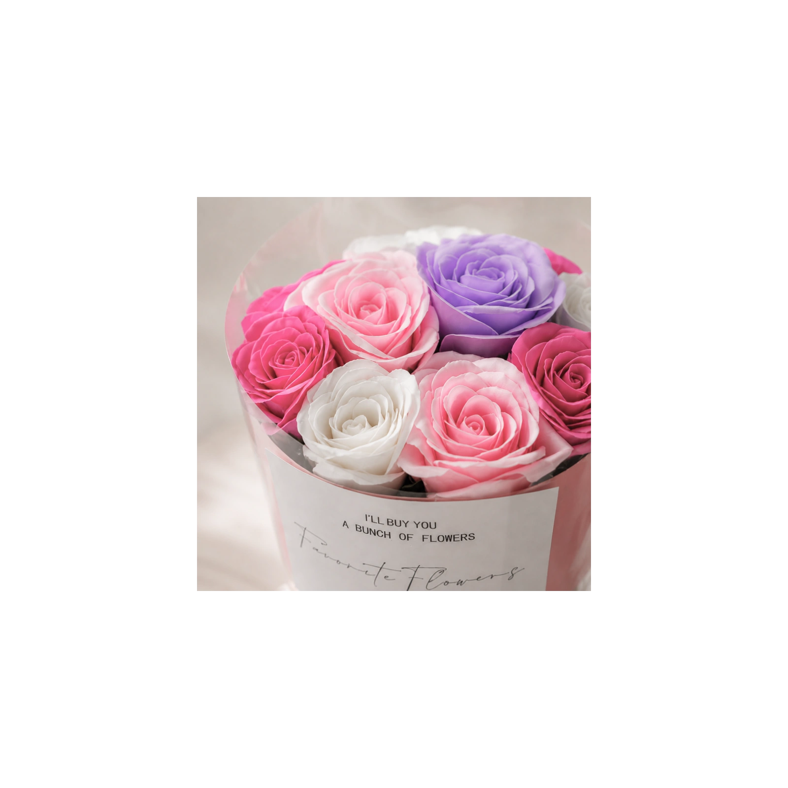 ECARLA Flower Box bukiet mydlanych kwiatów LED 10szt Róże BUK27F