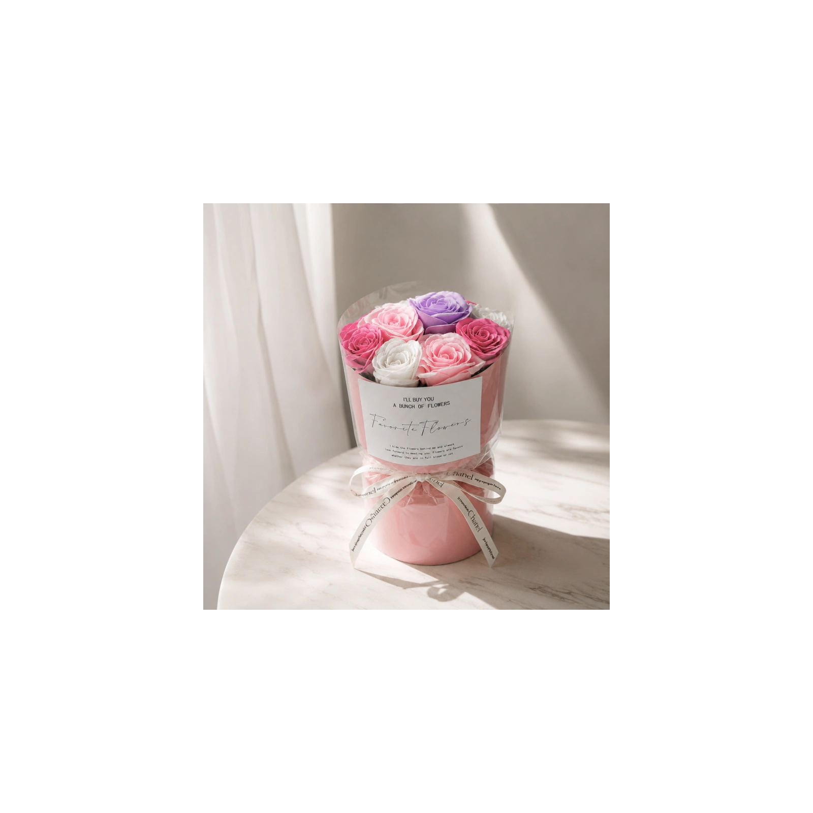 ECARLA Flower Box bukiet mydlanych kwiatów LED 10szt Róże BUK27F