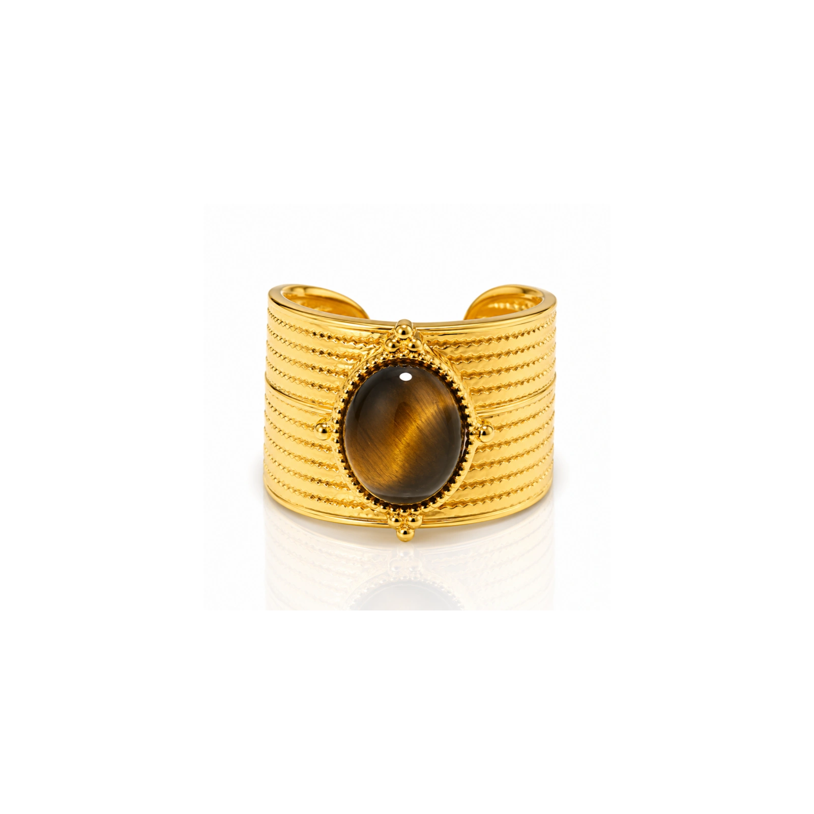 ECARLA regulowany pierścionek ze stali chirurgicznej TIGER STONE PST1036
