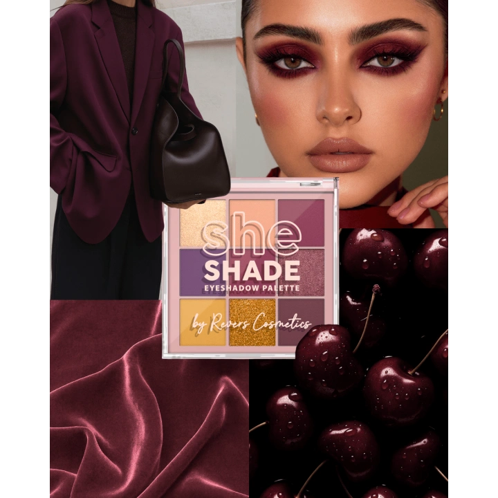 REVERS She Shade paleta cieni do powiek 02 Burgundy Glam 9g