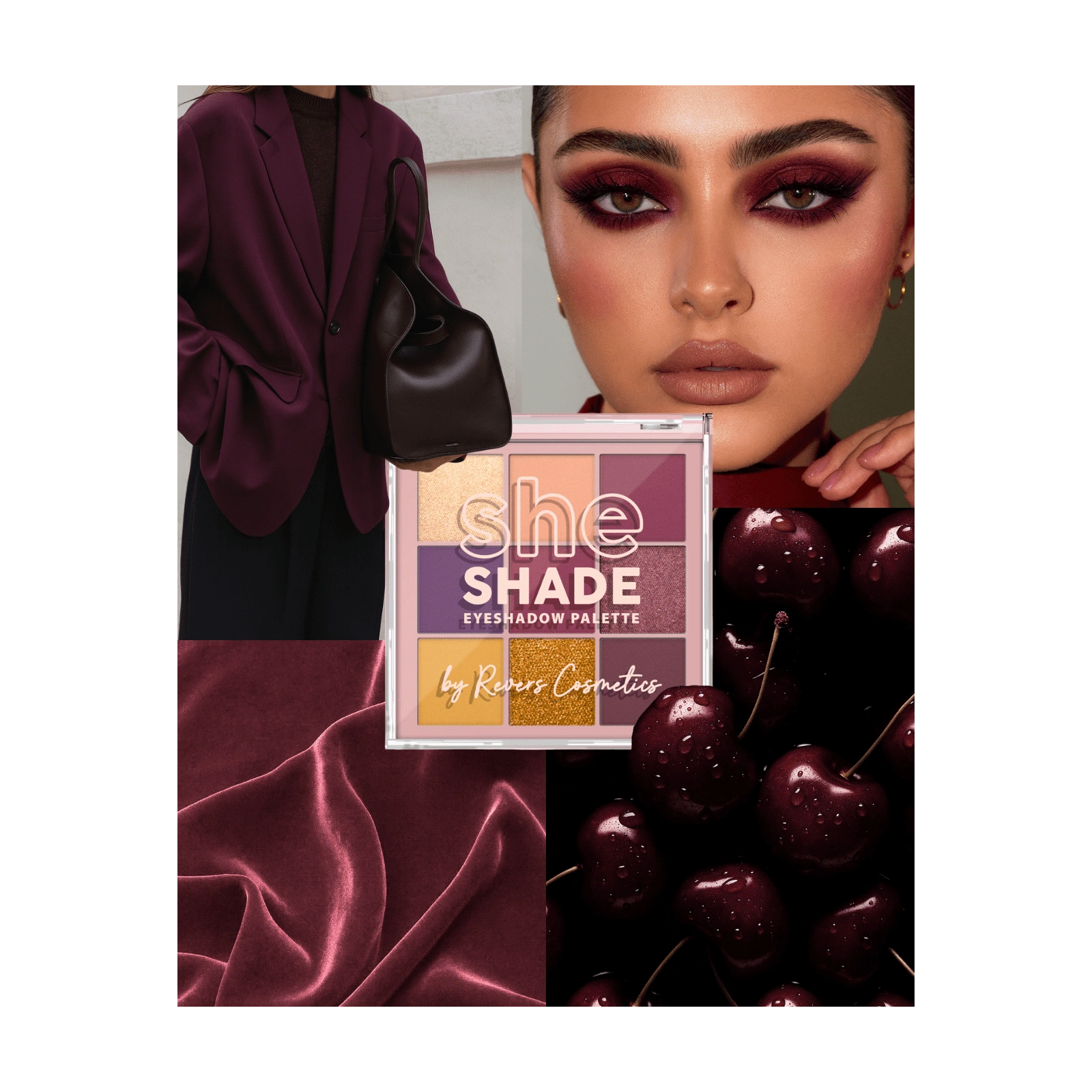 REVERS She Shade paleta cieni do powiek 02 Burgundy Glam 9g
