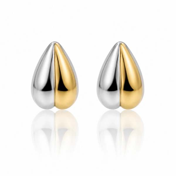 ECARLA kolczyki ze stali szlachetnej dwukolorowa KROPLA KST3713