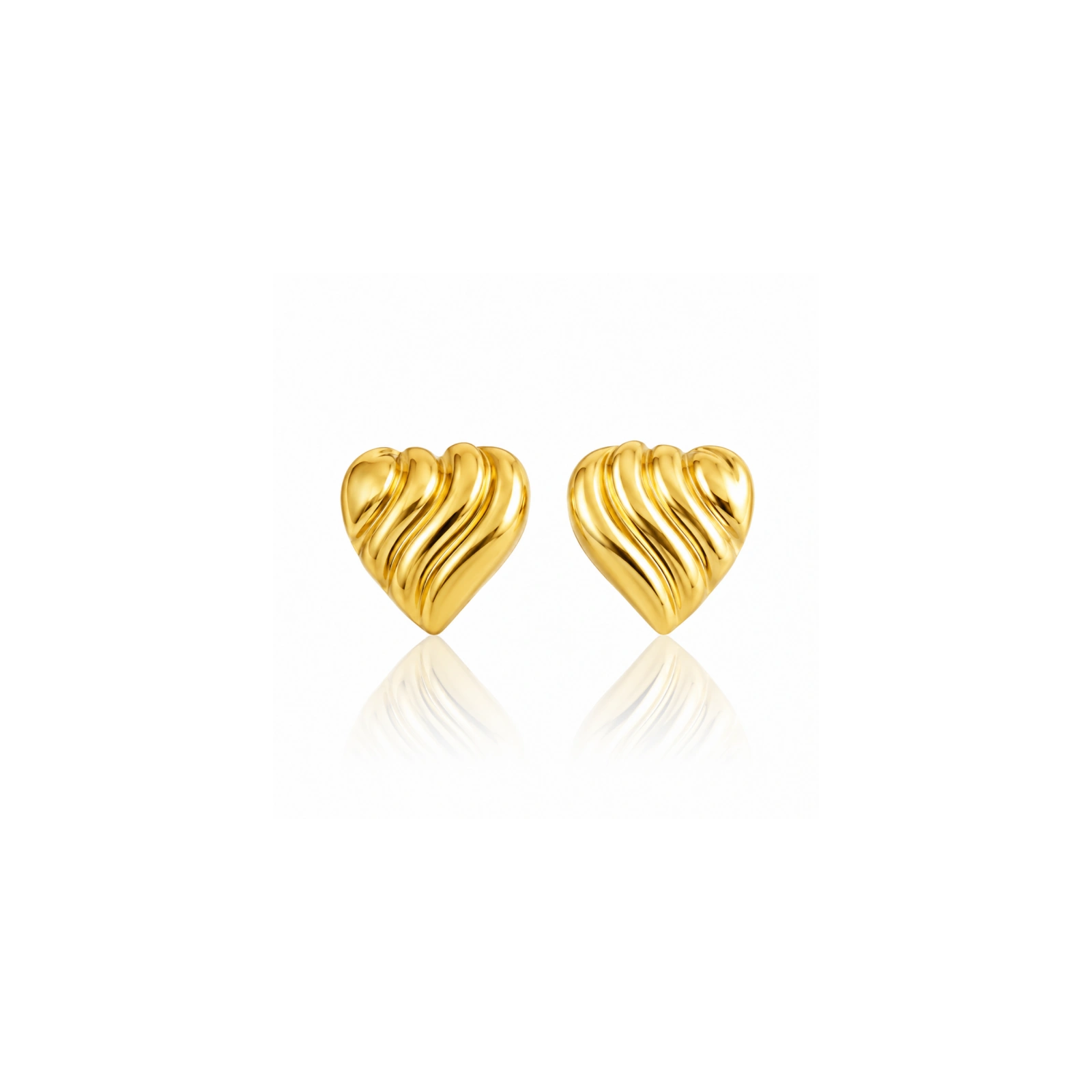 ECARLA kolczyki ze stali szlachetnej sztyft, ryflowane SERCE KST3715