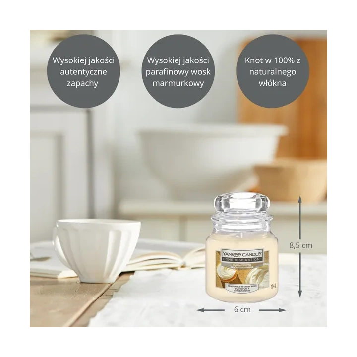 YANKEE CANDLE Home Inspiration Mała świeca w słoiku VANILLA FROSTING 104g