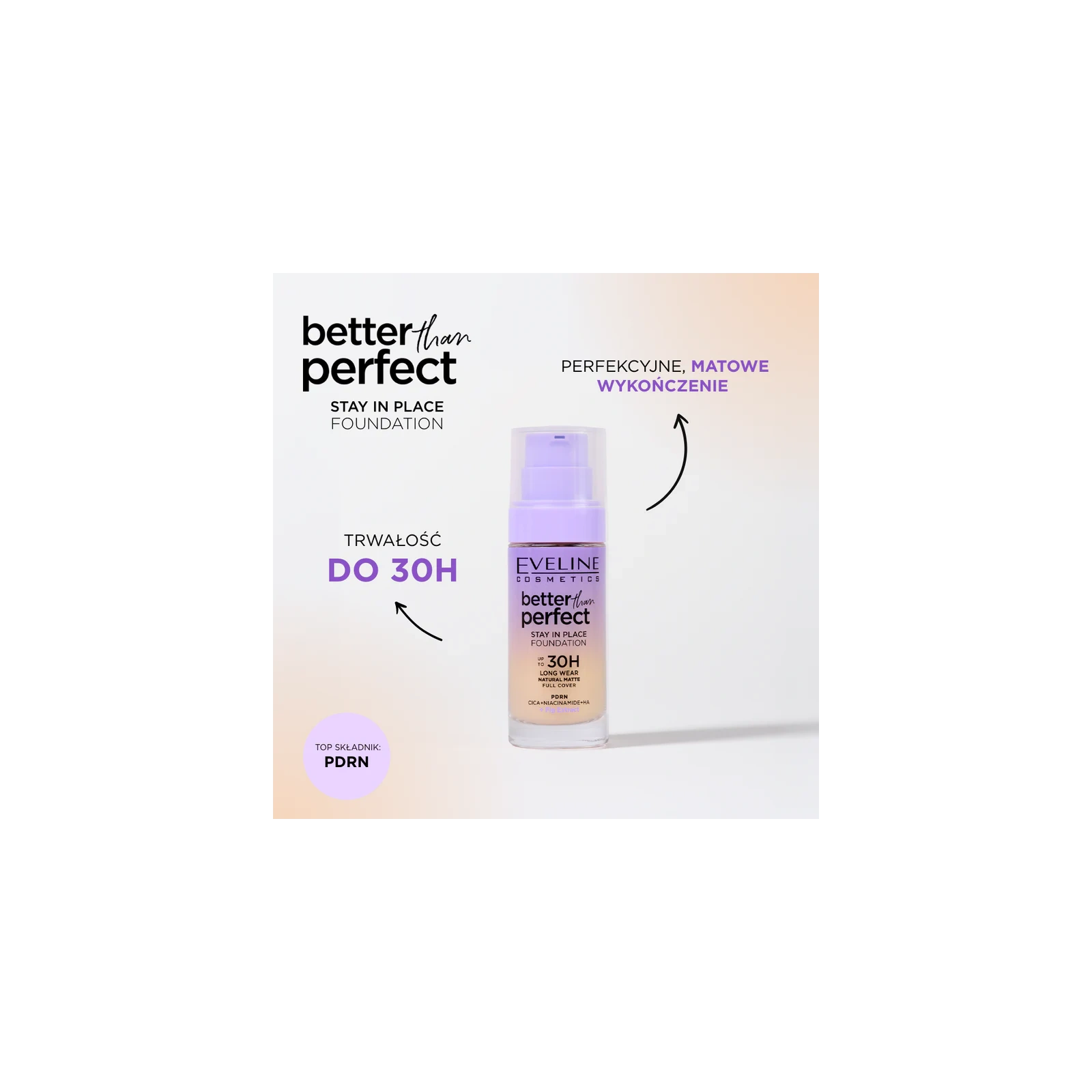 EVELINE Better Than Perfect długotrwały podkład do twarzy matujący 0.5 Porcelain 30ml