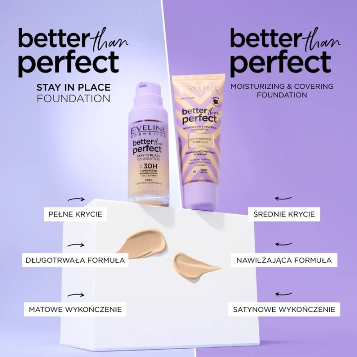 EVELINE Better Than Perfect długotrwały podkład do twarzy matujący 01 Light Ivory 30ml