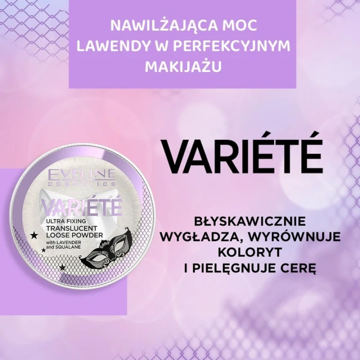 EVELINE Variete transparentny puder sypki do twarzy z lawendą i skwalanem 5g