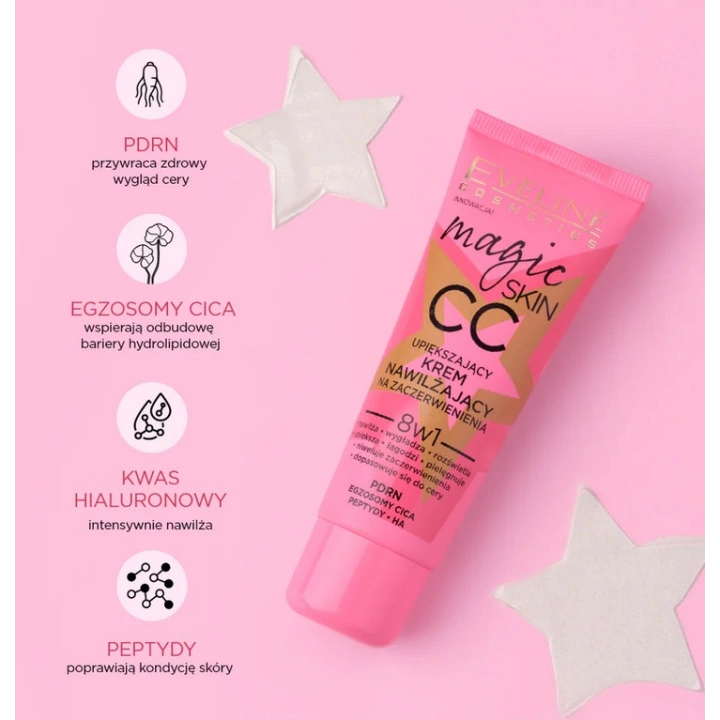 EVELINE Magic Skin nawilżający krem CC redukujący zaczerwienienia 8w1 30ml