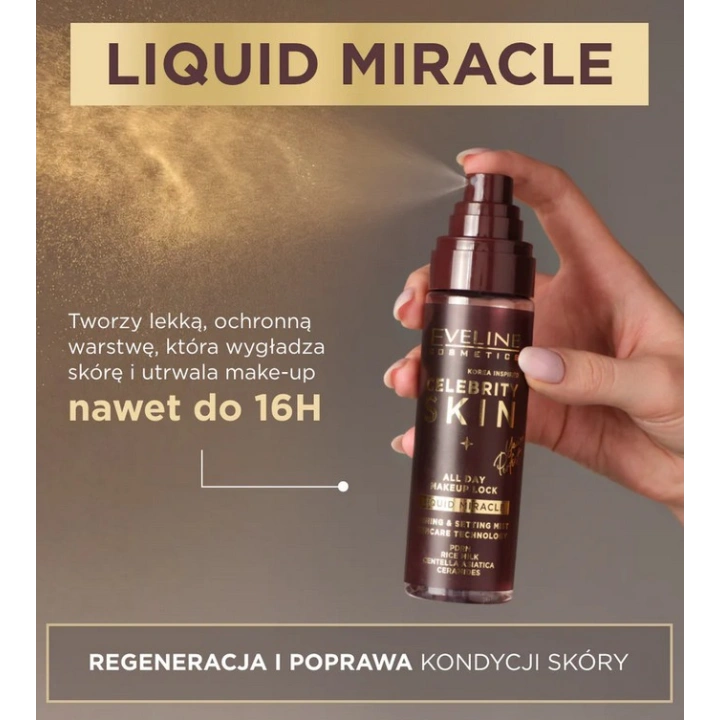 EVELINE Celebrity Skin Liquid Miracle mgiełka do twarzy utrwalająca makijaż 100ml
