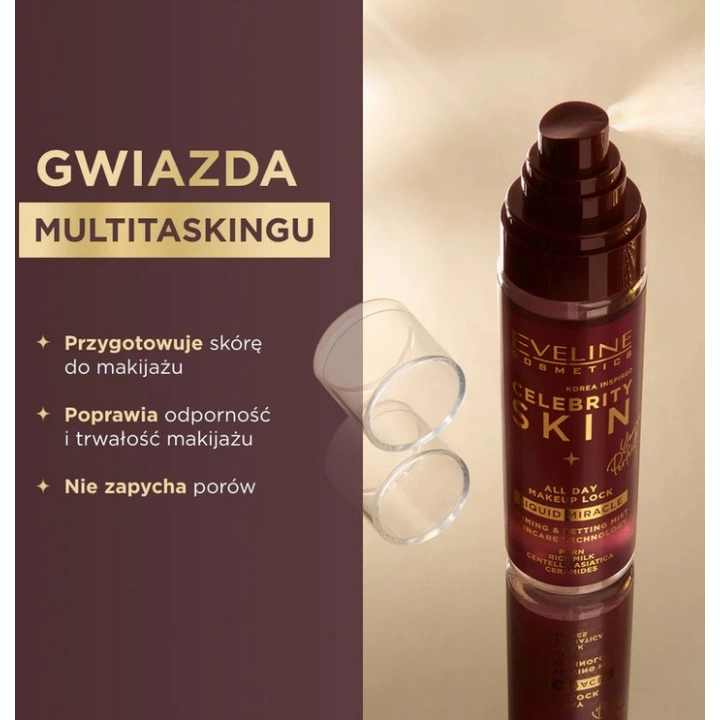 EVELINE Celebrity Skin Liquid Miracle mgiełka do twarzy utrwalająca makijaż 100ml