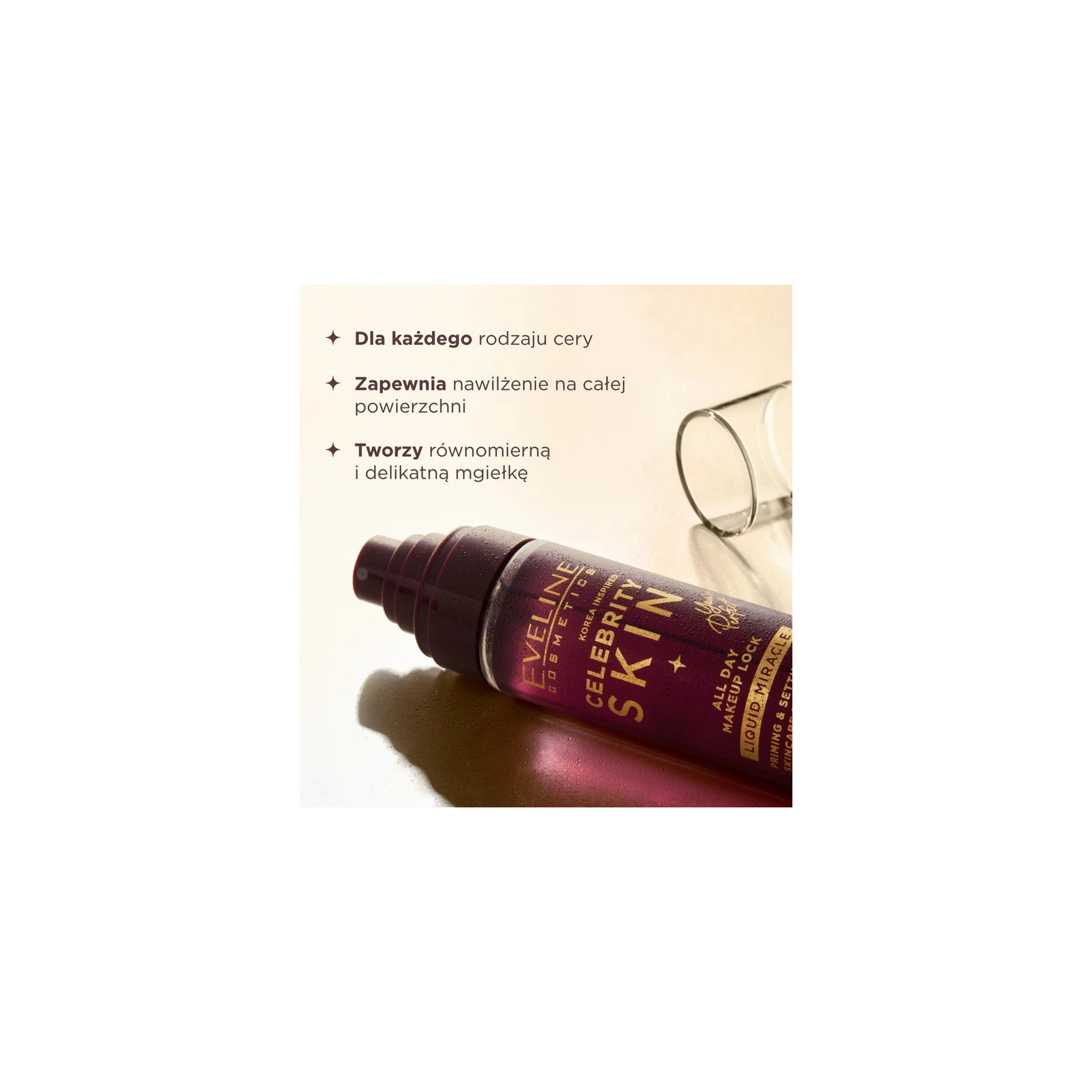 EVELINE Celebrity Skin Liquid Miracle mgiełka do twarzy utrwalająca makijaż 100ml
